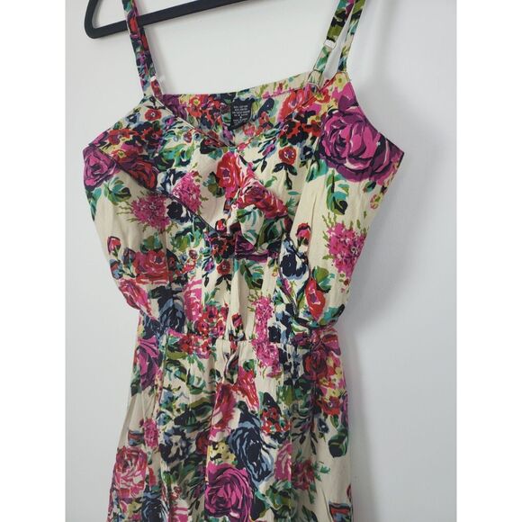Fire Los Angelas Mini Dress S Womens Multicolor Floral Sleeveless Ruffled Midi - Picture 2 of 9